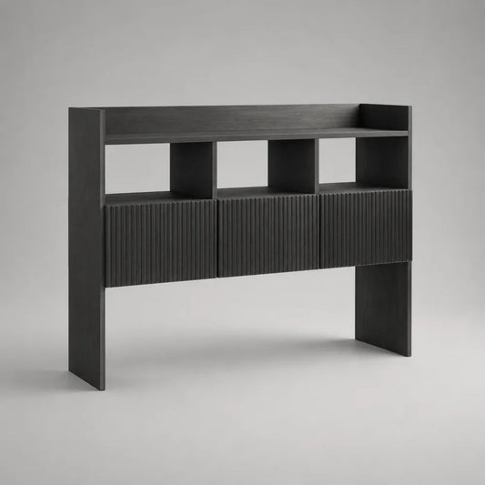 Buffetschrank mit 3 Türen aus MDF und Spanplatte, Schwarz, 140 × 35 × 110 cm