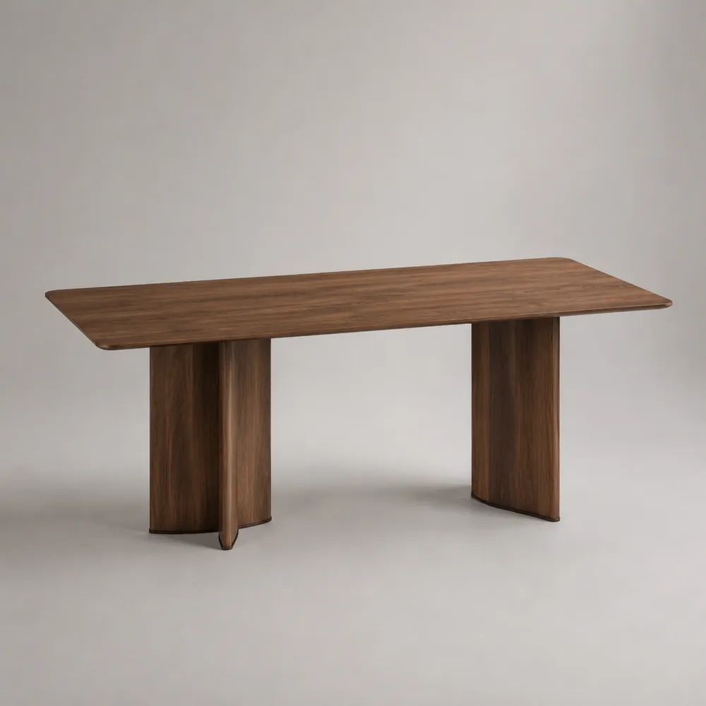 Rechteckiger Esstisch aus MDF mit Walnussfurnier, Walnussbraun, 160 × 80 × 75 cm, für 4–6 Personen